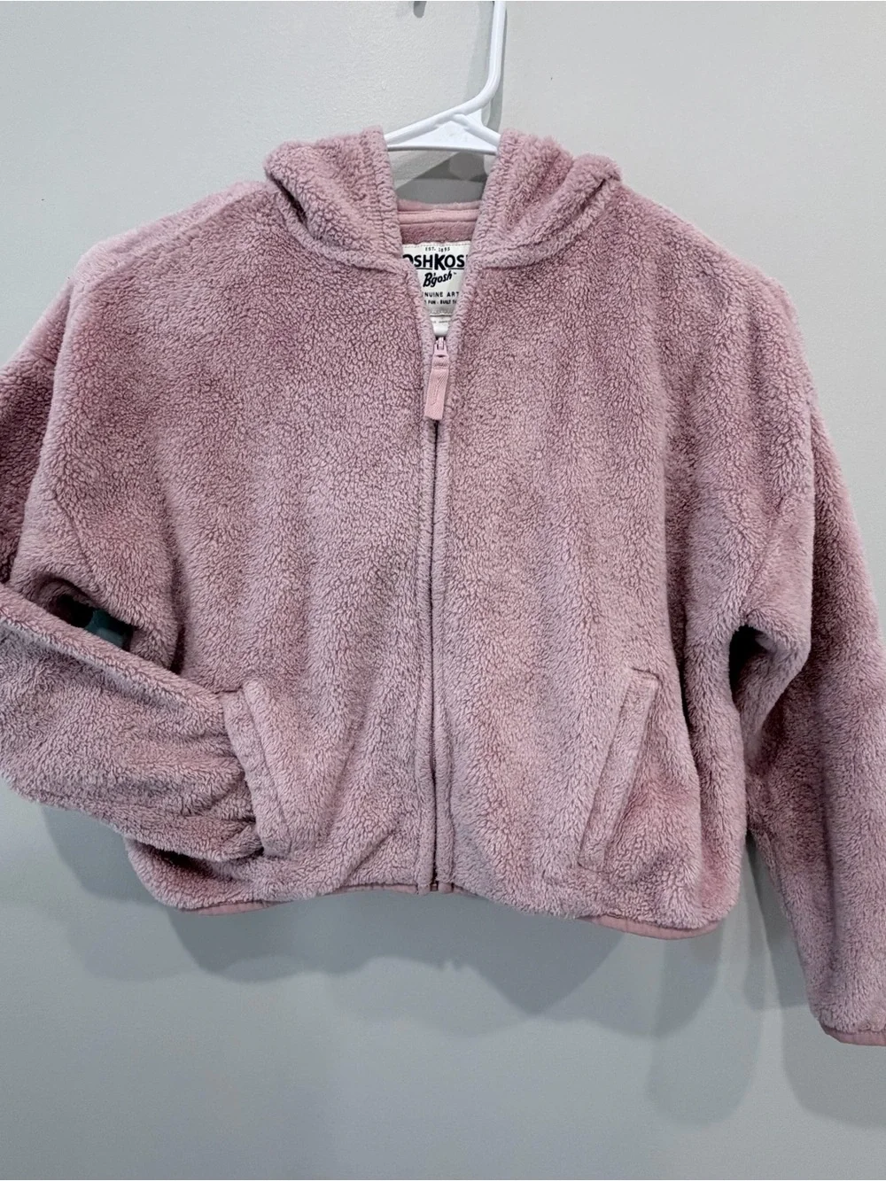 OshKosh B'gosh Plush Zip Hoodie in Light Mauve Pink